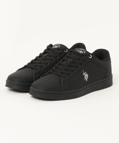 U.S. POLO ASSN.(ユーエスポロアッスン)の「【U.S. POLO ASSN./ユーエスポロアッスン】ワンポイントロゴ カジュアルスニーカー ローカット PUレザー シンプル きれいめ 通勤 通学(スニーカー・レディース・グリーン/ホワイト/ブラック・24cm/24.5cm/23cm/23.5cm)」の1枚目の写真