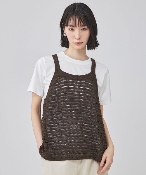 CAST:（キャストコロン）の「ギマニットキャミソール＆カットソー（Tシャツ/カットソー・レディース・ベージュ/ブラウン系その他5/ブラック・M）」の2枚目の写真