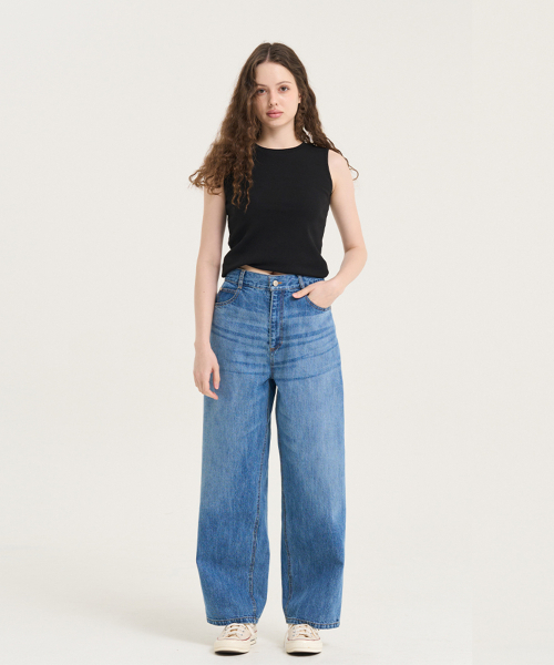LEVHEARTED(レブハティッド)の「ベーシックワイドフィットデニムパンツ - ブルー(デニムパンツ・レディース・ブルー・01(36)/02(38))」の1枚目の写真
