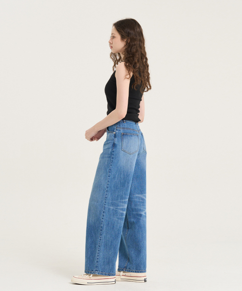 LEVHEARTED(レブハティッド)の「ベーシックワイドフィットデニムパンツ - ブルー(デニムパンツ・レディース・ブルー・01(36)/02(38))」の2枚目の写真