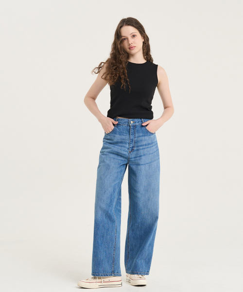 LEVHEARTED(レブハティッド)の「ベーシックワイドフィットデニムパンツ - ブルー(デニムパンツ・レディース・ブルー・01(36)/02(38))」の4枚目の写真