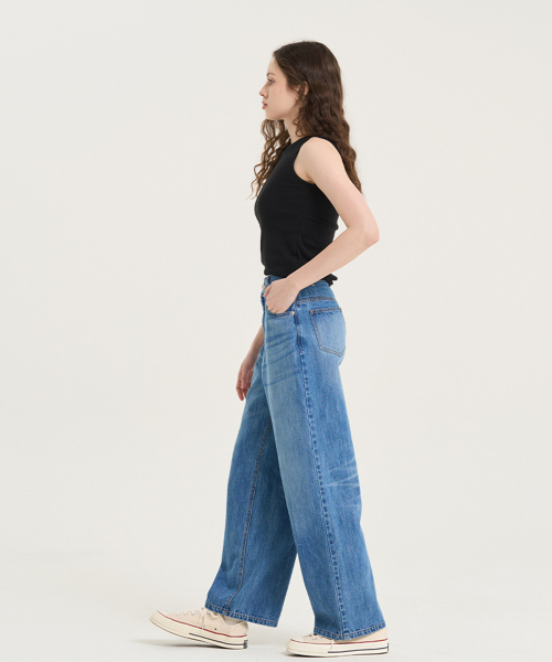 LEVHEARTED(レブハティッド)の「ベーシックワイドフィットデニムパンツ - ブルー(デニムパンツ・レディース・ブルー・01(36)/02(38))」の5枚目の写真