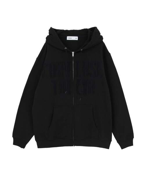 CONVERSE TOKYO(コンバーストウキョウ)の「PATCHWORK LOGO ZIP HOODIE(パーカー・レディース・ネイビー/ライトグレー/ブラック・SMALL/MEDIUM)」の2枚目の写真