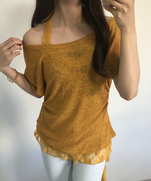 RME.（アールエムイー）の「オフショルT＆レースインナーセット（Tシャツ/カットソー・レディース・ホワイト/ブラック/イエロー・S/M/L）」の3枚目の写真