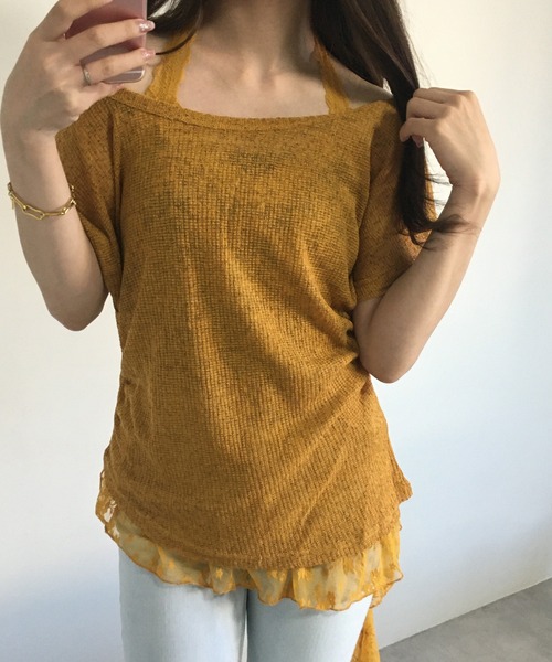 RME.（アールエムイー）の「オフショルT＆レースインナーセット（Tシャツ/カットソー・レディース・ホワイト/ブラック/イエロー・S/M/L）」の13枚目の写真