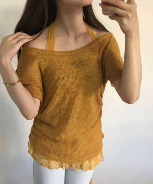 RME.（アールエムイー）の「オフショルT＆レースインナーセット（Tシャツ/カットソー・レディース・ホワイト/ブラック/イエロー・S/M/L）」の15枚目の写真