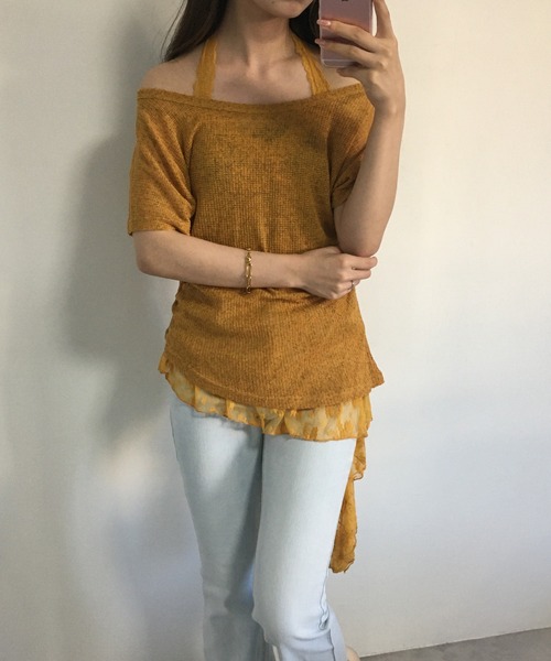RME.（アールエムイー）の「オフショルT＆レースインナーセット（Tシャツ/カットソー・レディース・ホワイト/ブラック/イエロー・S/M/L）」の16枚目の写真