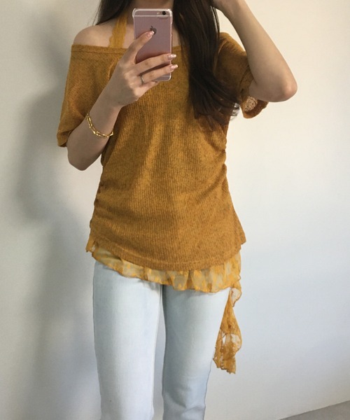 RME.（アールエムイー）の「オフショルT＆レースインナーセット（Tシャツ/カットソー・レディース・ホワイト/ブラック/イエロー・S/M/L）」の17枚目の写真