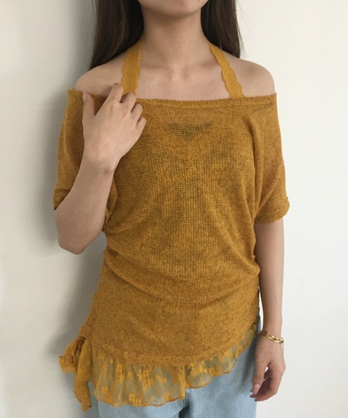 RME.（アールエムイー）の「オフショルT＆レースインナーセット（Tシャツ/カットソー・レディース・ホワイト/ブラック/イエロー・S/M/L）」の18枚目の写真