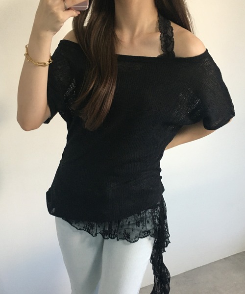 RME.（アールエムイー）の「オフショルT＆レースインナーセット（Tシャツ/カットソー・レディース・ホワイト/ブラック/イエロー・S/M/L）」の7枚目の写真