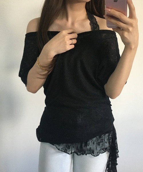 RME.（アールエムイー）の「オフショルT＆レースインナーセット（Tシャツ/カットソー・レディース・ホワイト/ブラック/イエロー・S/M/L）」の9枚目の写真
