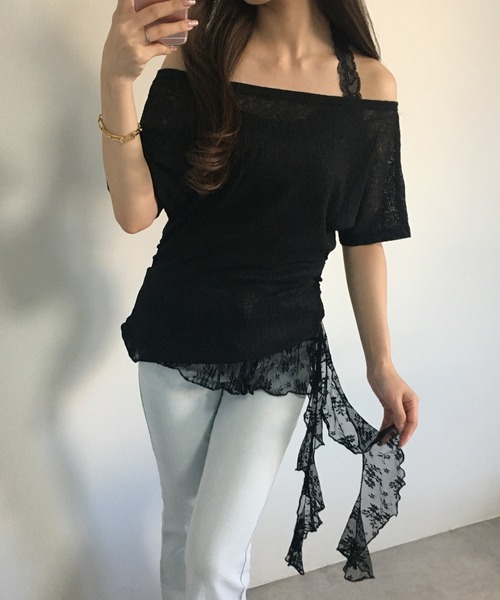 RME.（アールエムイー）の「オフショルT＆レースインナーセット（Tシャツ/カットソー・レディース・ホワイト/ブラック/イエロー・S/M/L）」の10枚目の写真