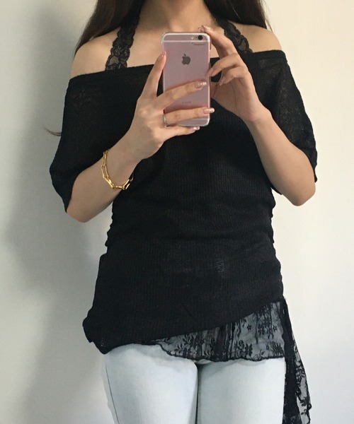 RME.（アールエムイー）の「オフショルT＆レースインナーセット（Tシャツ/カットソー・レディース・ホワイト/ブラック/イエロー・S/M/L）」の12枚目の写真