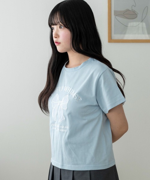 WEGO(ウィゴー)の「WEGO/【26春夏新作】リボンアップリケT(Tシャツ/カットソー・レディース・サックスブルー/ホワイト・FREE)」の8枚目の写真