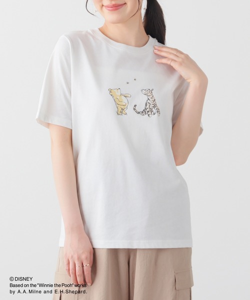 Honeys(ハニーズ)の「【UVカット】プーさん/半袖Tシャツ(Tシャツ/カットソー・レディース・オフホワイト/ブラック/ネイビー/ベージュ/ピンク・L/LL/M/S)」の7枚目の写真
