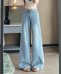ハイウエストワイドデニムパンツ