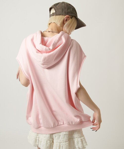 w closet（ダブルクローゼット）の「ノースリパッチワークパーカー（パーカー・レディース・オフホワイト/アイボリー/ネイビー/ピンク・FREE）」の9枚目の写真