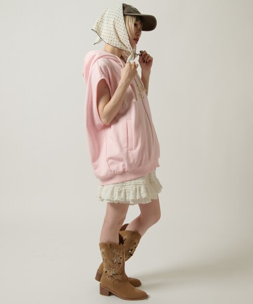w closet（ダブルクローゼット）の「ノースリパッチワークパーカー（パーカー・レディース・オフホワイト/アイボリー/ネイビー/ピンク・FREE）」の15枚目の写真