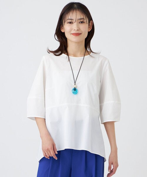 TRANS WORK(トランスワーク)の「【防汚性・UV・接触冷感・ウォッシャブル】ダントツオチール(R)ブラウス(シャツ/ブラウス・レディース・オフホワイト/ブラック/ブルー系その他4・38/40)」の2枚目の写真