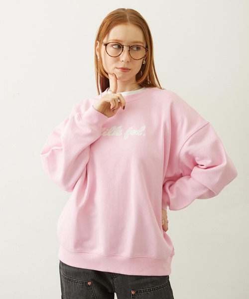 MILKFED.(ミルクフェド)の「ICING LOGO SAGARA WIDE CREW SWEAT TOP(スウェット・レディース・ピンク/チャコール/オフホワイト・M/L)」の5枚目の写真