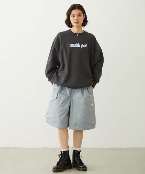 MILKFED.(ミルクフェド)の「ICING LOGO SAGARA WIDE CREW SWEAT TOP(スウェット・レディース・ピンク/チャコール/オフホワイト・M/L)」の18枚目の写真