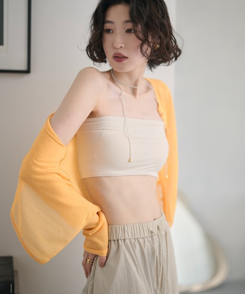 LAULEN(ローレン)の「back shirring cup In bandeau /バックシャーリングカップインベアトップ(チューブトップ・レディース・アイボリー/ブラック・FREE)」の20枚目の写真