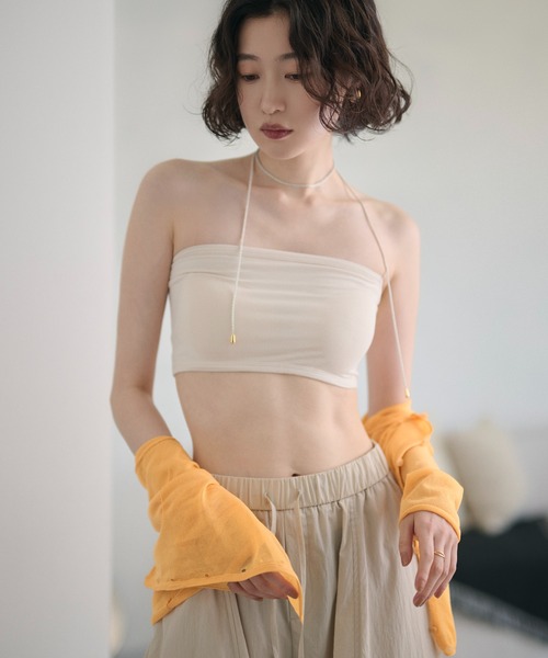 LAULEN(ローレン)の「back shirring cup In bandeau /バックシャーリングカップインベアトップ(チューブトップ・レディース・アイボリー/ブラック・FREE)」の22枚目の写真