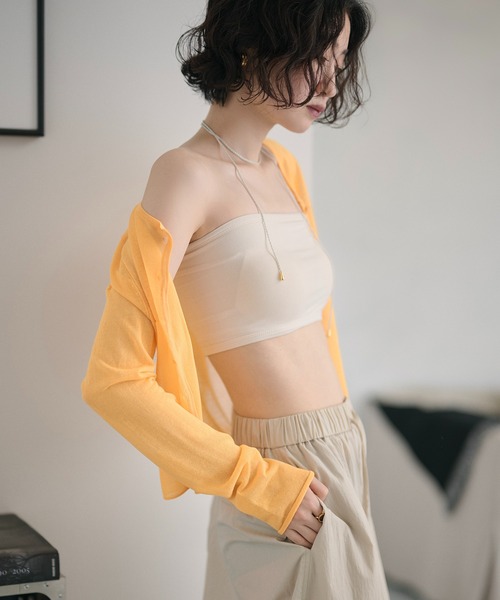 LAULEN(ローレン)の「back shirring cup In bandeau /バックシャーリングカップインベアトップ(チューブトップ・レディース・アイボリー/ブラック・FREE)」の19枚目の写真