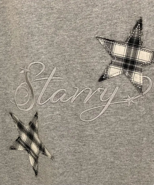 VIVID LADY(ビビッドレディー)の「チェックスターワッペン ラグラン半袖Tシャツ(Tシャツ/カットソー・レディース・グレー/ネイビー/アイボリー・FREE)」の14枚目の写真