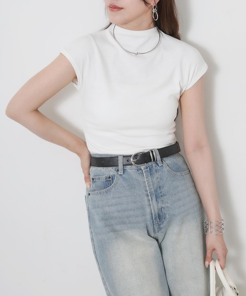 Riberry（リベリー）の「フレンチスリーブプルオーバー（Tシャツ/カットソー・レディース・ブラック/アイボリー・MEDIUM）」の2枚目の写真
