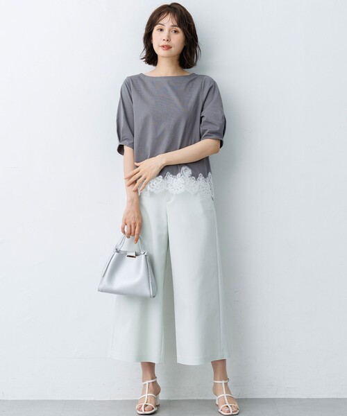 組曲(クミキョク)の「サテンストレッチ ワイドパンツ(その他パンツ・レディース・ブラック系・1/2/3)」の3枚目の写真