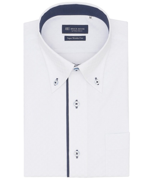 TOKYO SHIRTS(トウキョウシャツ)の「【超形態安定】【吸水速乾】 形態安定ノンアイロン ボタンダウン 半袖ビジネスワイシャツ (大きいサイズ)(ビジネスシャツ・メンズ・サックスブルー・首回り45cm/首回り47cm)」の1枚目の写真