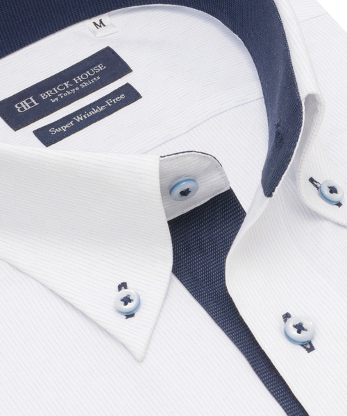 TOKYO SHIRTS(トウキョウシャツ)の「【超形態安定】【吸水速乾】 形態安定ノンアイロン ボタンダウン 半袖ビジネスワイシャツ (大きいサイズ)(ビジネスシャツ・メンズ・サックスブルー・首回り45cm/首回り47cm)」の2枚目の写真