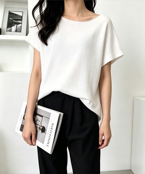 Miniministore(ミニミニストア)の「サマーニットトップス ワンショルダー夏服(Tシャツ/カットソー・レディース・ライトブルー/ブラック/ホワイト/ピンク/グレー/イエロー/パープル/ベージュ・FREE)」の9枚目の写真