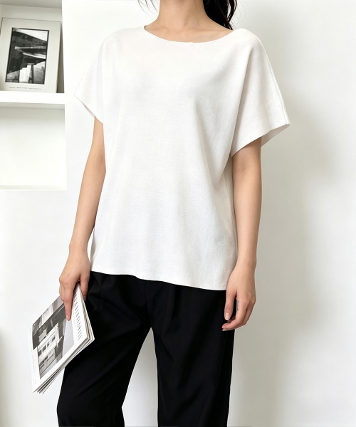 Miniministore(ミニミニストア)の「サマーニットトップス ワンショルダー夏服(Tシャツ/カットソー・レディース・ライトブルー/ブラック/ホワイト/ピンク/グレー/イエロー/パープル/ベージュ・FREE)」の10枚目の写真