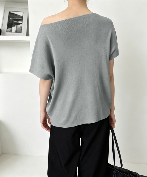 Miniministore(ミニミニストア)の「サマーニットトップス ワンショルダー夏服(Tシャツ/カットソー・レディース・ライトブルー/ブラック/ホワイト/ピンク/グレー/イエロー/パープル/ベージュ・FREE)」の18枚目の写真