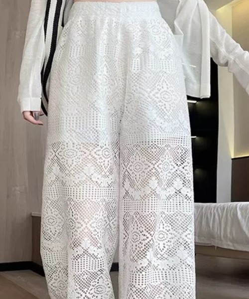 ampm(エーエムピーエム)の「レースワイドパンツ イージーパンツ ワイドシルエット シアーパンツ(その他パンツ・レディース・ホワイト・M/S)」の22枚目の写真