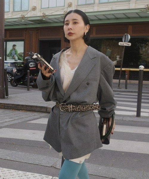 Ameri(アメリ)の「DEFORMATION TACK HOUNDSTOOTH JACKET(テーラードジャケット・レディース・グレー・MEDIUM/SMALL)」の1枚目の写真