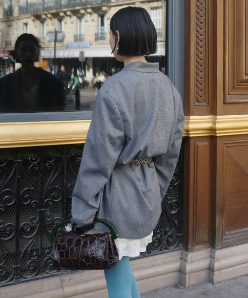 Ameri(アメリ)の「DEFORMATION TACK HOUNDSTOOTH JACKET(テーラードジャケット・レディース・グレー・MEDIUM/SMALL)」の2枚目の写真