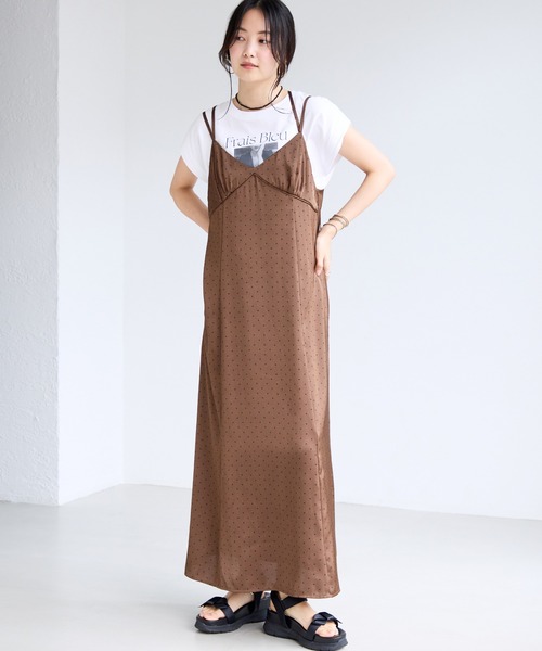 VIS(ビス)の「ドットサテンキャミワンピース(ワンピース・レディース・ブラウン系その他2/ホワイト系その他・M/S)」の9枚目の写真