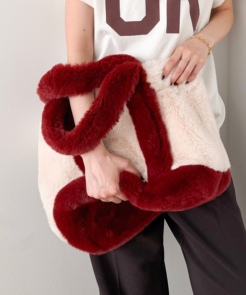 Spick & Span（スピックアンドスパン）の「Spick & Span ECO FUR TOTE / エコファートート（トートバッグ・レディース・レッド/ブラウン・FREE）」の7枚目の写真