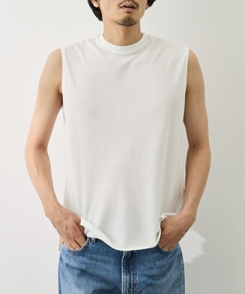 marka(マーカ)の「【MARKAWARE/marka/マーカ】MESH SLEEVELESS TEE(タンクトップ・メンズ・ホワイト/ブラック・1/2)」の1枚目の写真