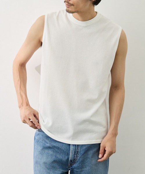 marka(マーカ)の「【MARKAWARE/marka/マーカ】MESH SLEEVELESS TEE(タンクトップ・メンズ・ホワイト/ブラック・1/2)」の8枚目の写真