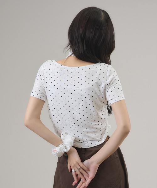 apres jour mignon(アプレジュールミニョン)の「タイ付きドットTシャツ(Tシャツ/カットソー・レディース・ブラウン系その他/オフホワイト/ブラック・LARGE/フリー)」の13枚目の写真
