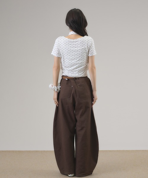 apres jour mignon(アプレジュールミニョン)の「タイ付きドットTシャツ(Tシャツ/カットソー・レディース・ブラウン系その他/オフホワイト/ブラック・LARGE/フリー)」の16枚目の写真