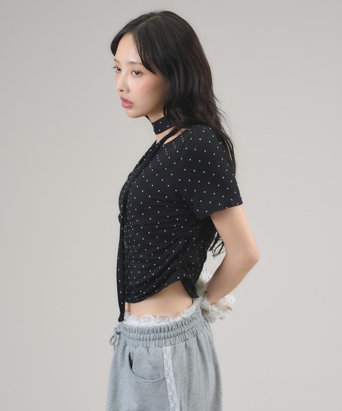 apres jour mignon(アプレジュールミニョン)の「タイ付きドットTシャツ(Tシャツ/カットソー・レディース・ブラウン系その他/オフホワイト/ブラック・LARGE/フリー)」の18枚目の写真