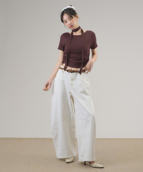 apres jour mignon(アプレジュールミニョン)の「タイ付きドットTシャツ(Tシャツ/カットソー・レディース・ブラウン系その他/オフホワイト/ブラック・LARGE/フリー)」の22枚目の写真