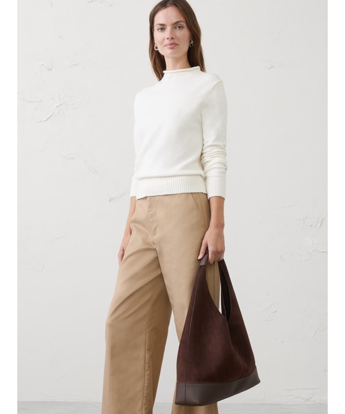 BANANA REPUBLIC FACTORY STORE(バナナリパブリック ファクトリーストア)の「BANANA REPUBLIC FACTORY STORE ヴィーガンスエード ミックスドメディア ミディアムスラウチートートバッグ(ショルダーバッグ・レディース・ブラック/ブラウン・ONE SIZE)」の7枚目の写真