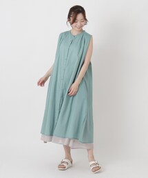 綿ボイル レイヤードワンピース