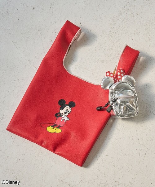 coen(コーエン)の「【MICKEY(ミッキー)/別注】配色パイピング レザーライクショッパーバッグ(ハンドバッグ・レディース・その他1/ブラック/レッド/シルバー/その他2/その他3・FREE)」の3枚目の写真